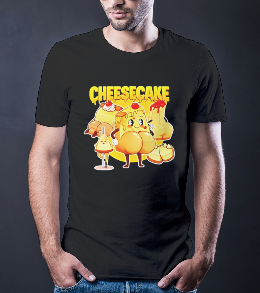 Cheesecake Delicious Cartoon Characters With Cherry And Whipped Cream T-Shirt