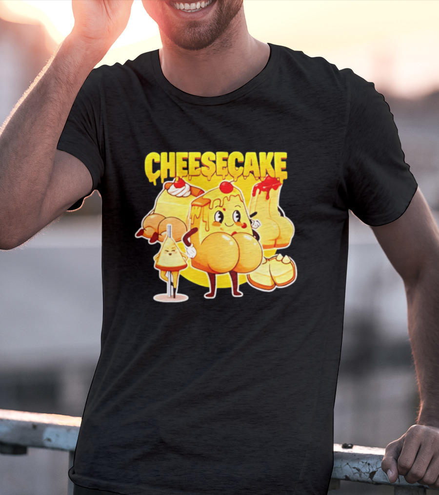 Cheesecake Delicious Cartoon Characters With Cherry And Whipped Cream T-Shirt