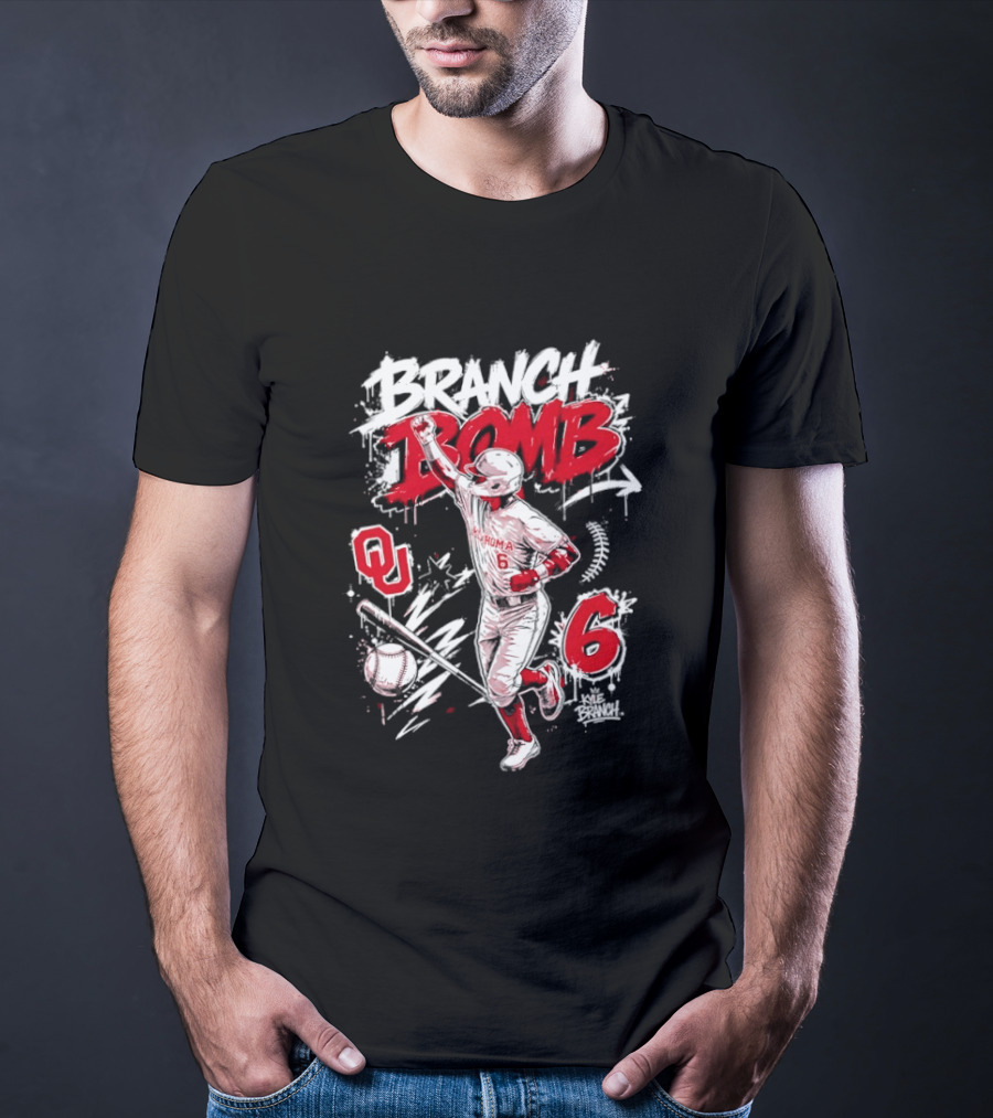 Branch Bomb Oklahoma Sooners 6 Baseball Graffiti T-Shirt