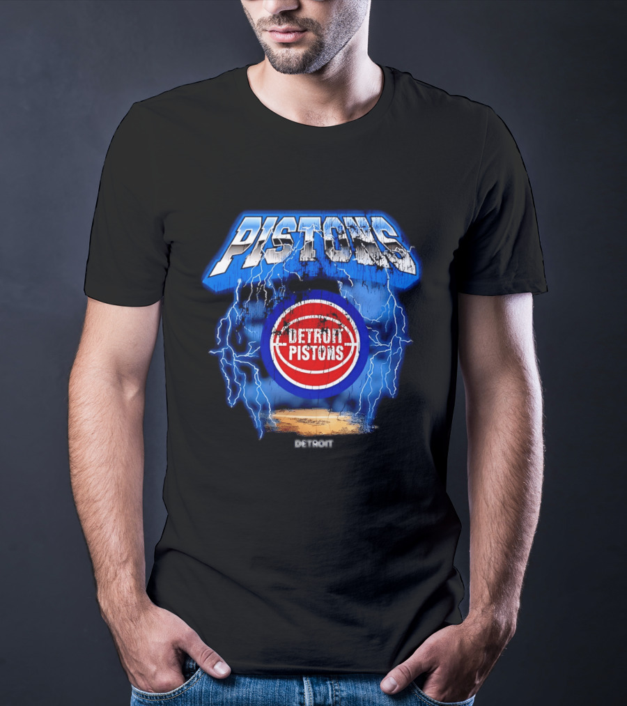 Detroit Pistons Lightning Effects Blue Electric Impact T-Shirt