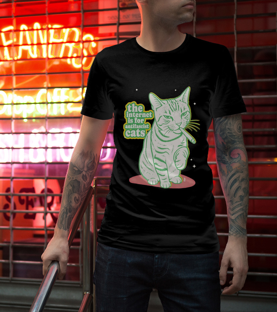 Antifascist Cats Internet Humor Smoky Cat Relaxation T-Shirt
