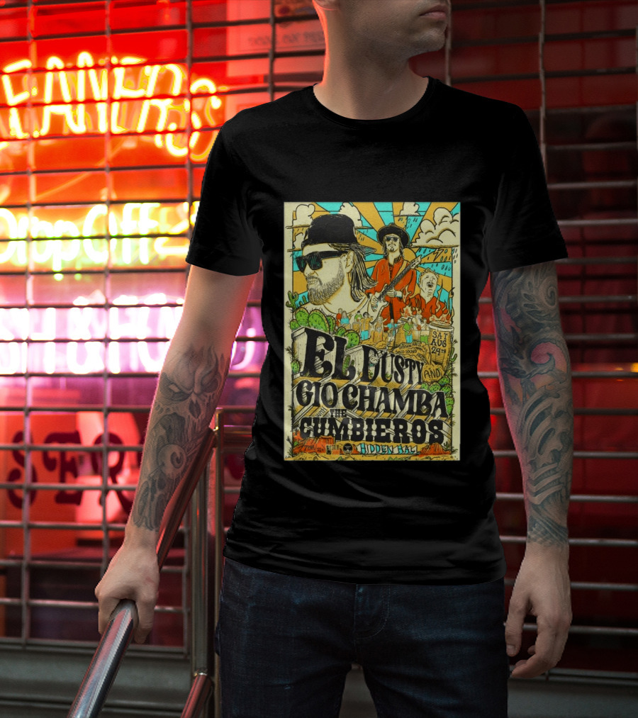 EL Dusty And Gio Chamba The Cumbiaeros Hidden Hall Seattle August 29th T-Shirt