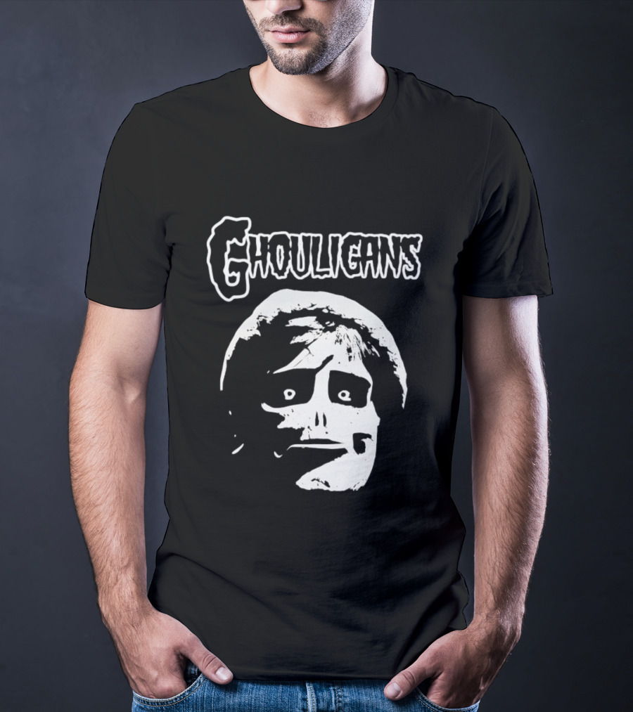 Ghouligans Classic Horror Punk Skull Face White T-Shirt
