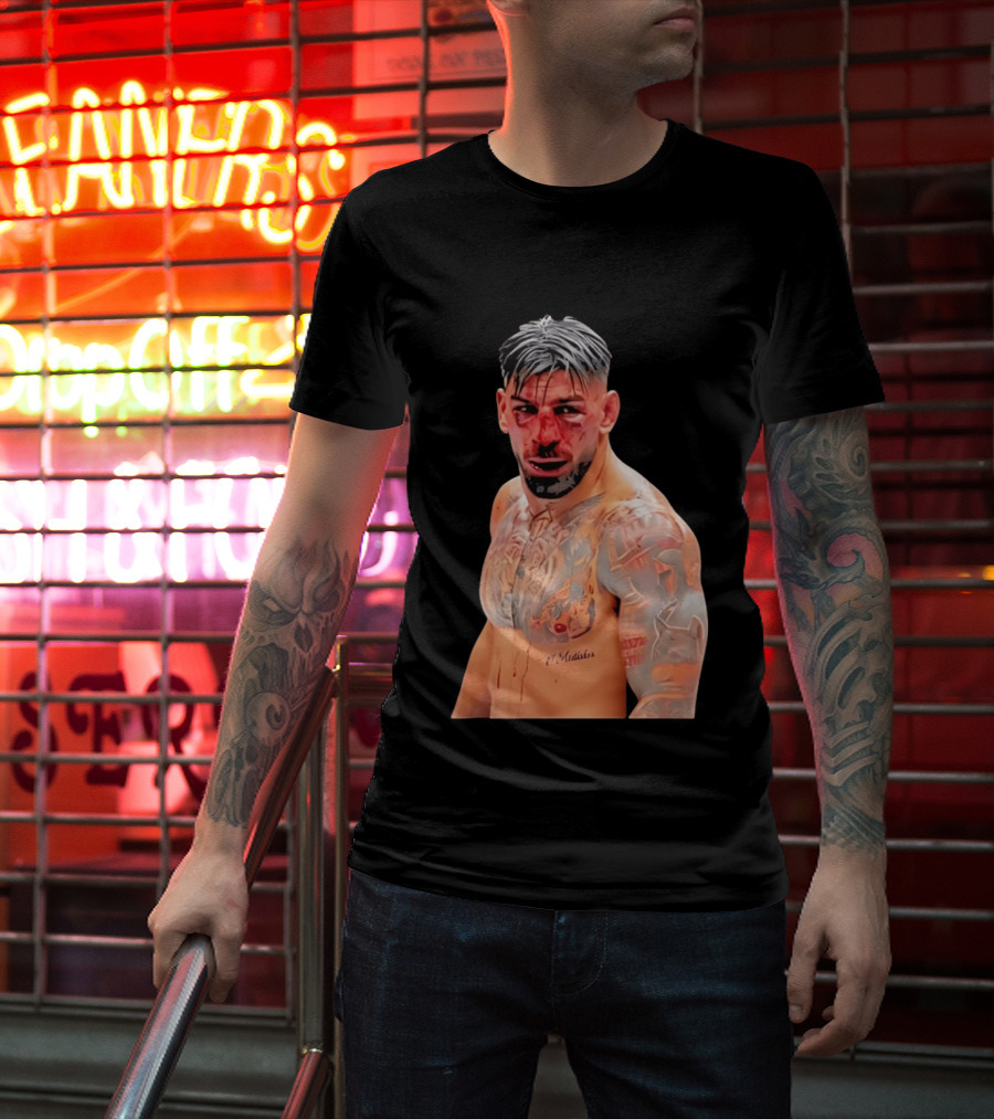 Ilia Topuria MMA Fighter Portrait Bleeding Face T-Shirt