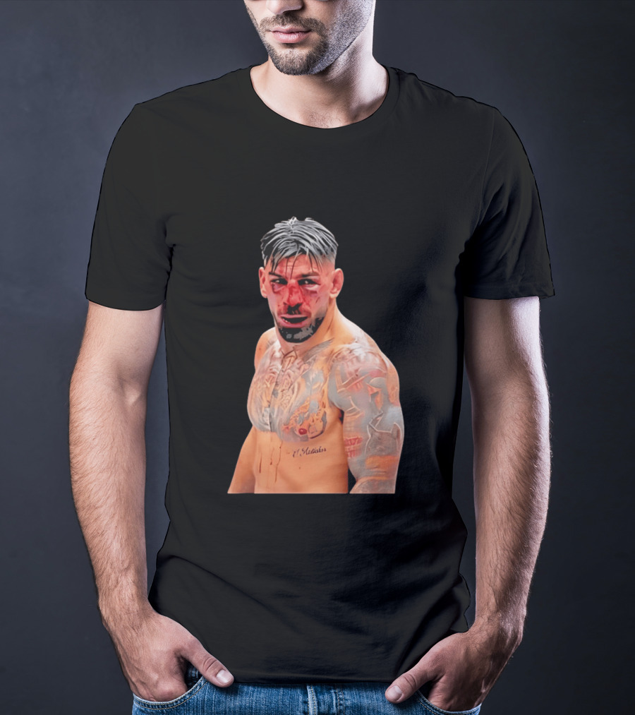 Ilia Topuria MMA Fighter Portrait Bleeding Face T-Shirt