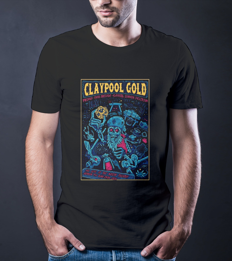 Claypool Gold Primus Frog Brigade Lennon Delirium Live Austin TX June 23 2026 T-Shirt