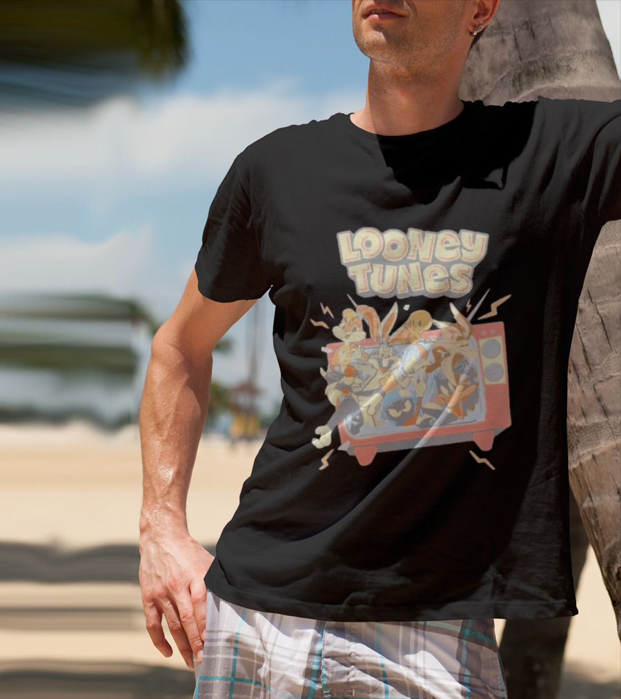 Wbs Shop Looney Tunes Characters In A Retro TV Display T-Shirt