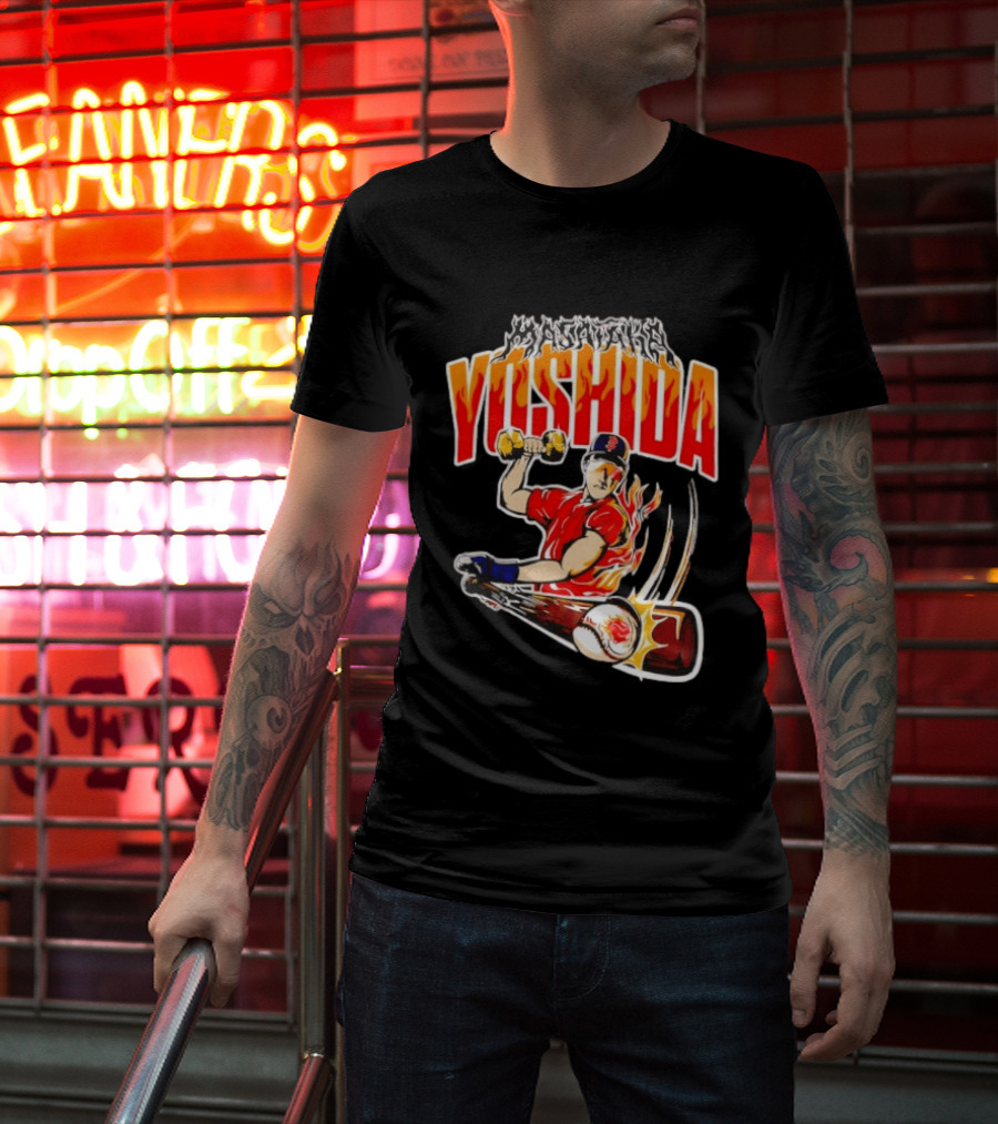 Masataka Yoshida Boston Red Sox MLB Flame Baseball T-Shirt