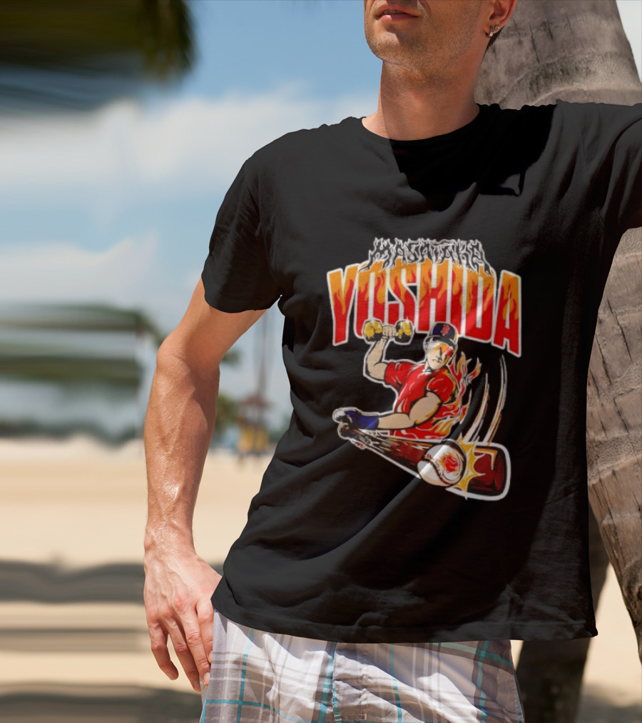 Masataka Yoshida Boston Red Sox MLB Flame Baseball T-Shirt