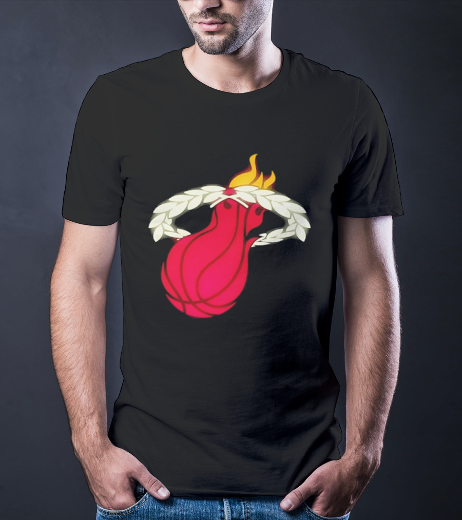Miami Heat Flaming Basketball Wreath NBA T-Shirt