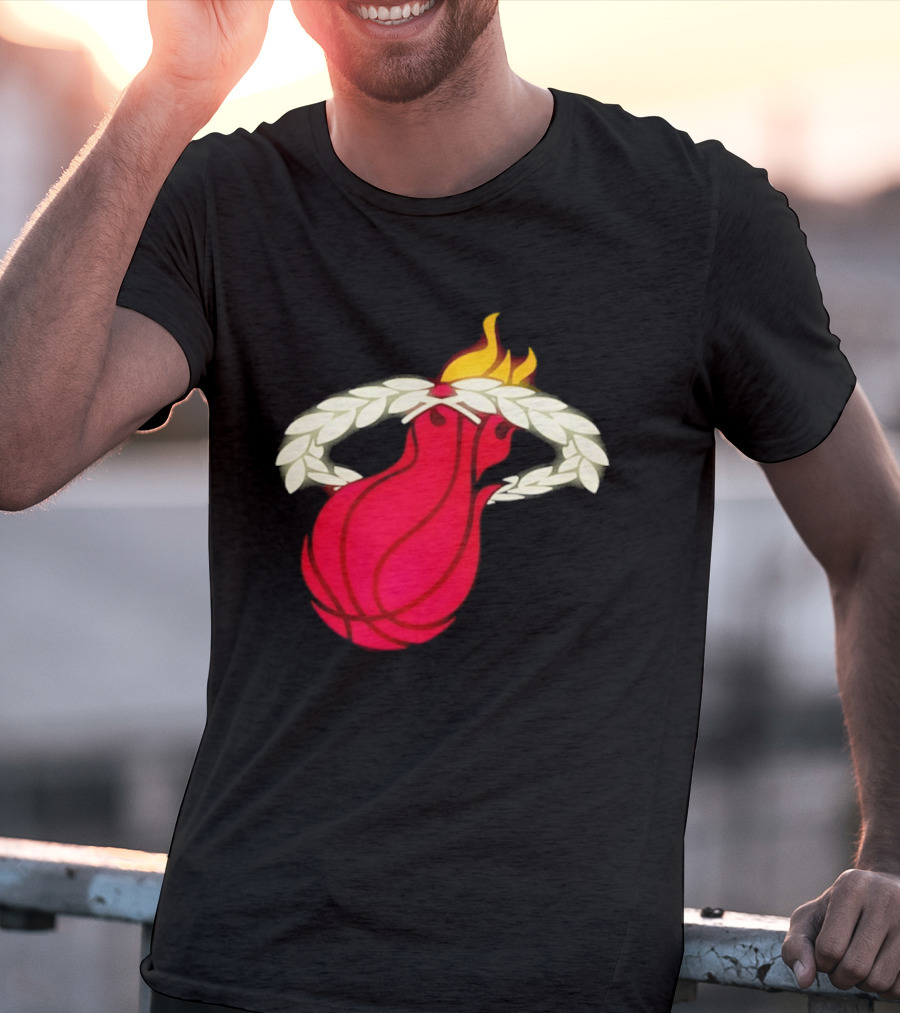 Miami Heat Flaming Basketball Wreath NBA T-Shirt