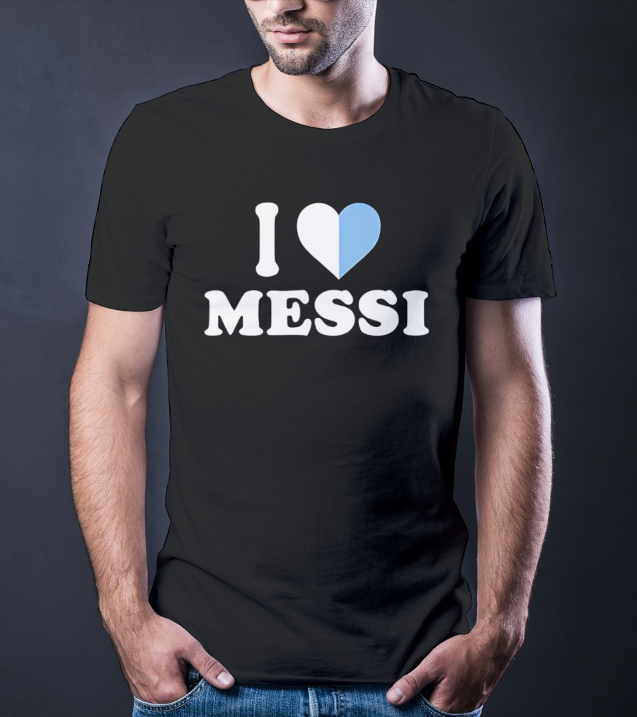 I Love Messi Argentina Flag Heart T-Shirt