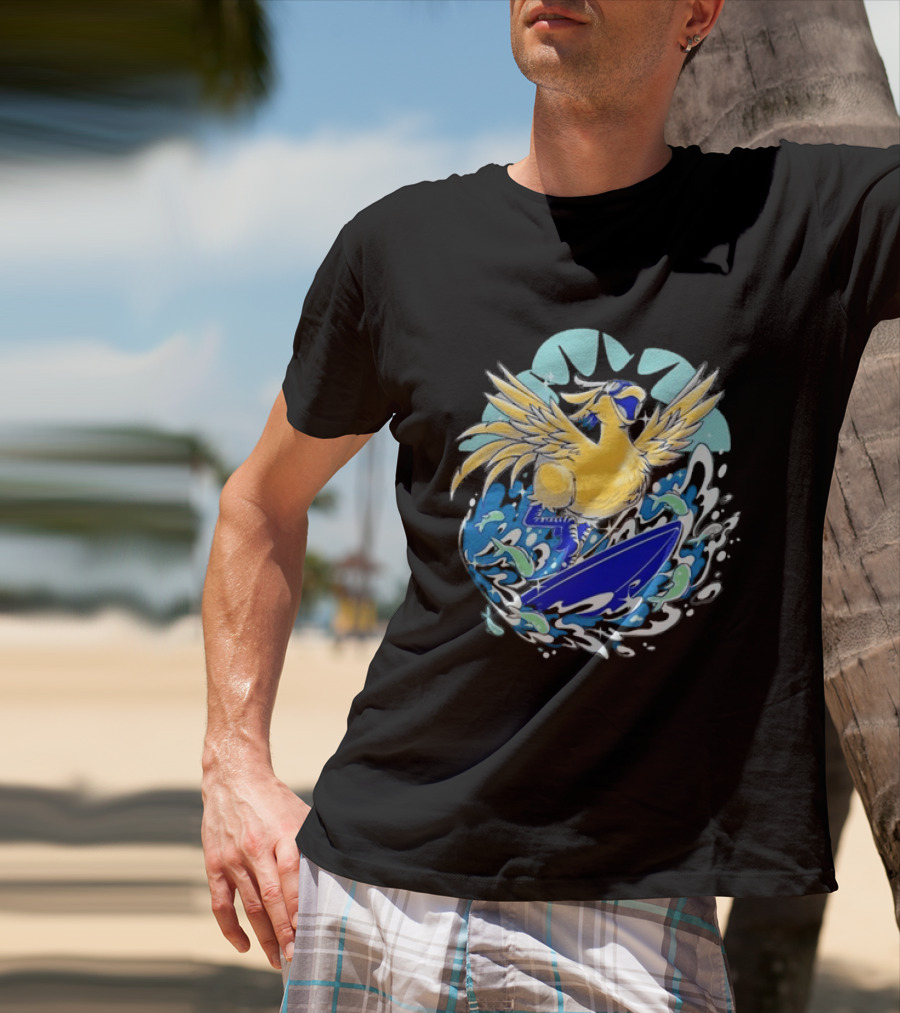 Pop Culture Wizard Surfing Yellow Bird T-Shirt