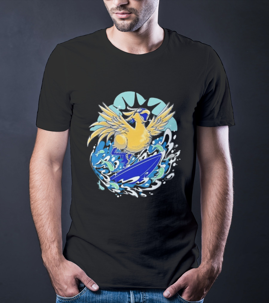 Pop Culture Wizard Surfing Yellow Bird T-Shirt
