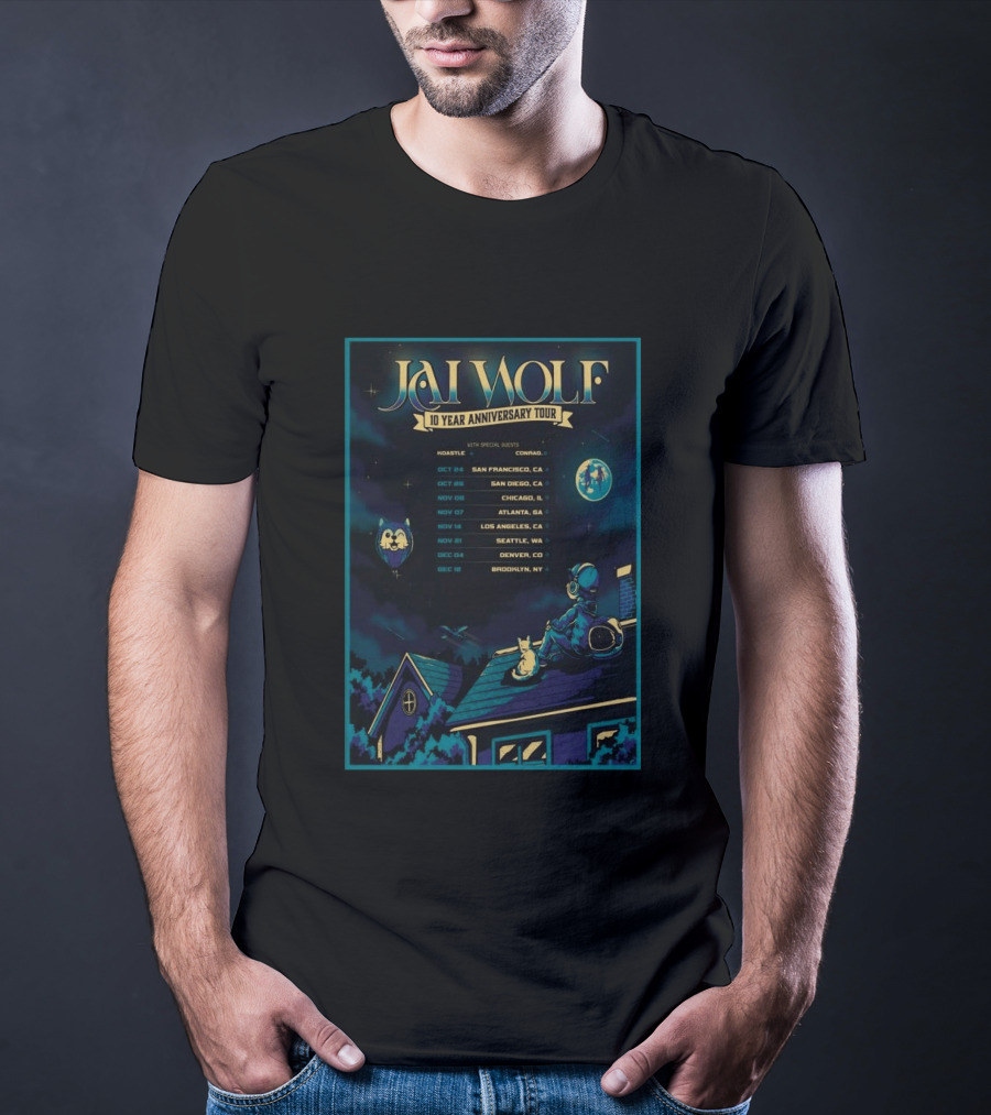 Jai Wolf 10 Year Anniversary Tour 2023 Dates San Francisco San Diego Chicago Atlanta Los Angeles Seattle Denver Brooklyn T-Shirt
