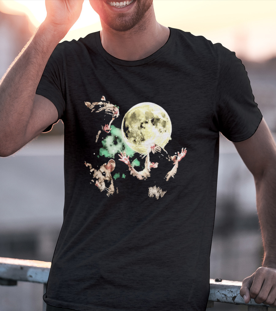 Three Rats Howling At The Full Moon Rodent T-Shirt