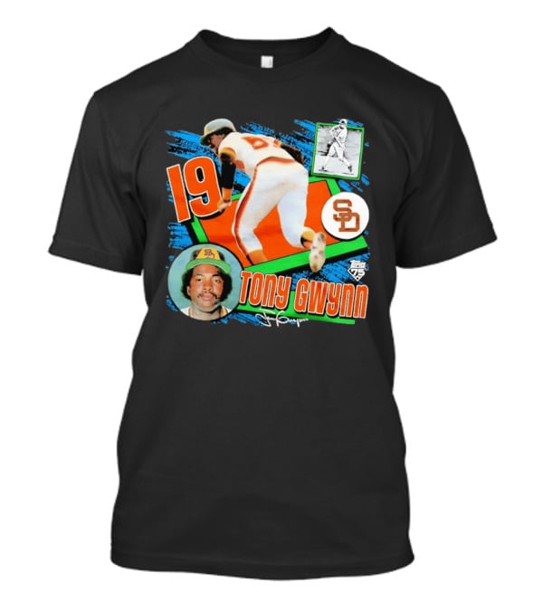 Tony Gwynn 19 San Diego Padres Topps 75th Anniversary Baseball Card T-Shirt