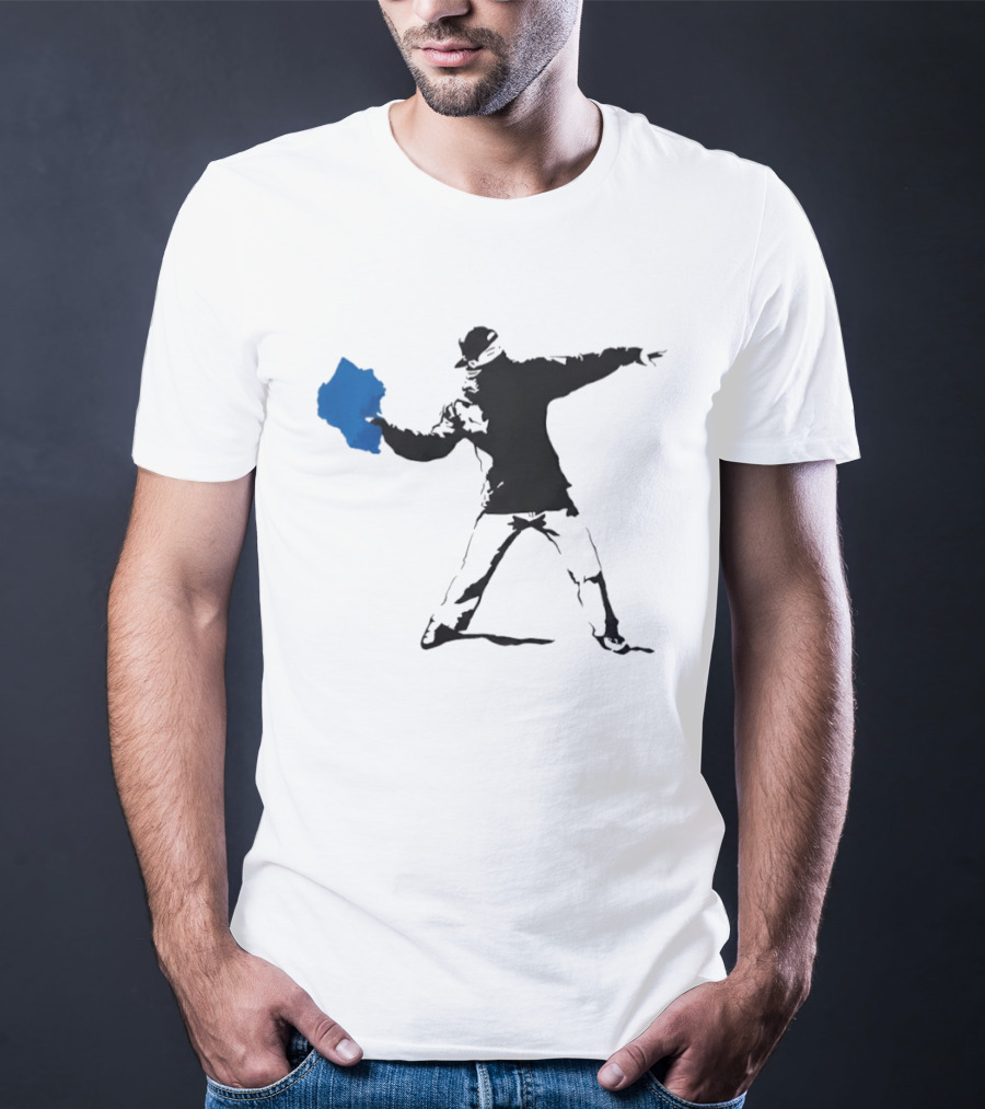Blue Strip Paint Thrower Algae Political Team Concept T-Shirt