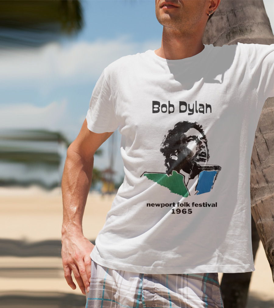 Bob Dylan Newport Folk Festival 1965 Iconic Black Green Blue T-Shirt