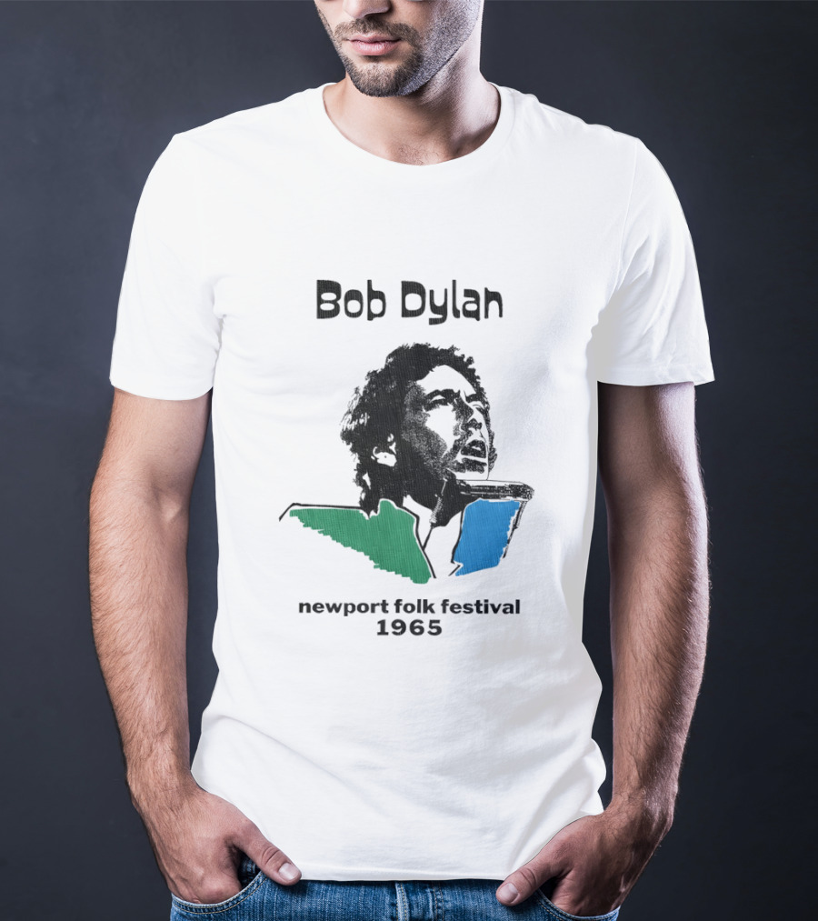 Bob Dylan Newport Folk Festival 1965 Iconic Black Green Blue T-Shirt