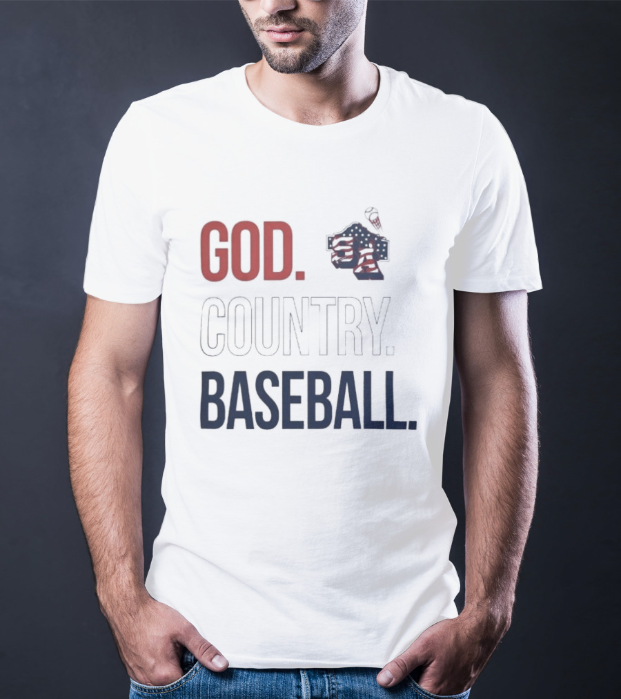 San Antonio Missions God Country Baseball USA Flag Patriotic Grey T-Shirt