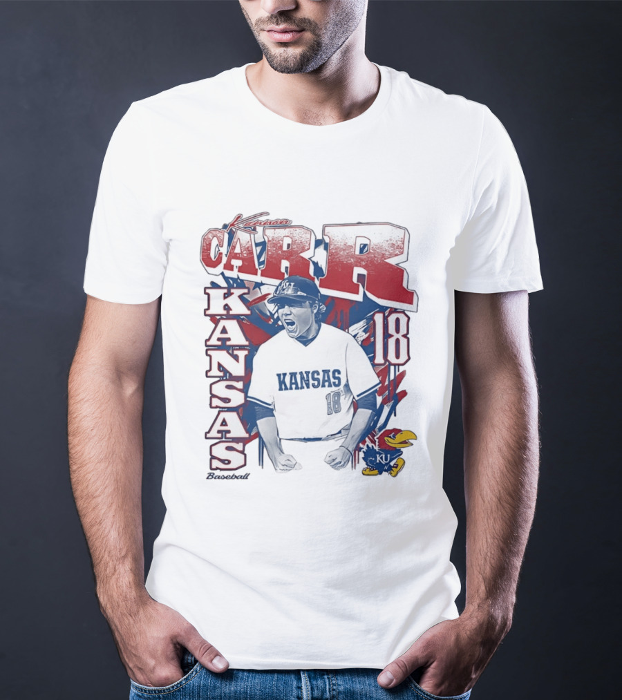 Kansas Jayhawks Kanon Carr 18 Baseball KU Team Fan Gear T-Shirt