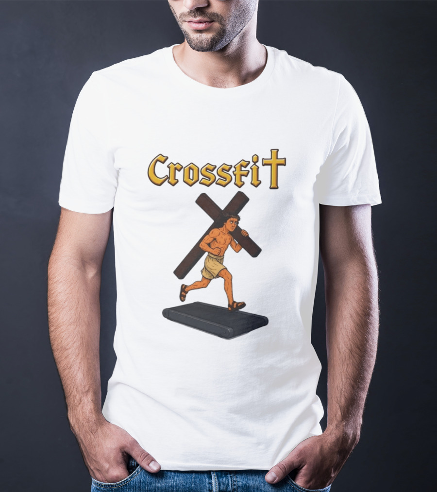 CrossFit Jesus Treadmill Religious Workout T-Shirt