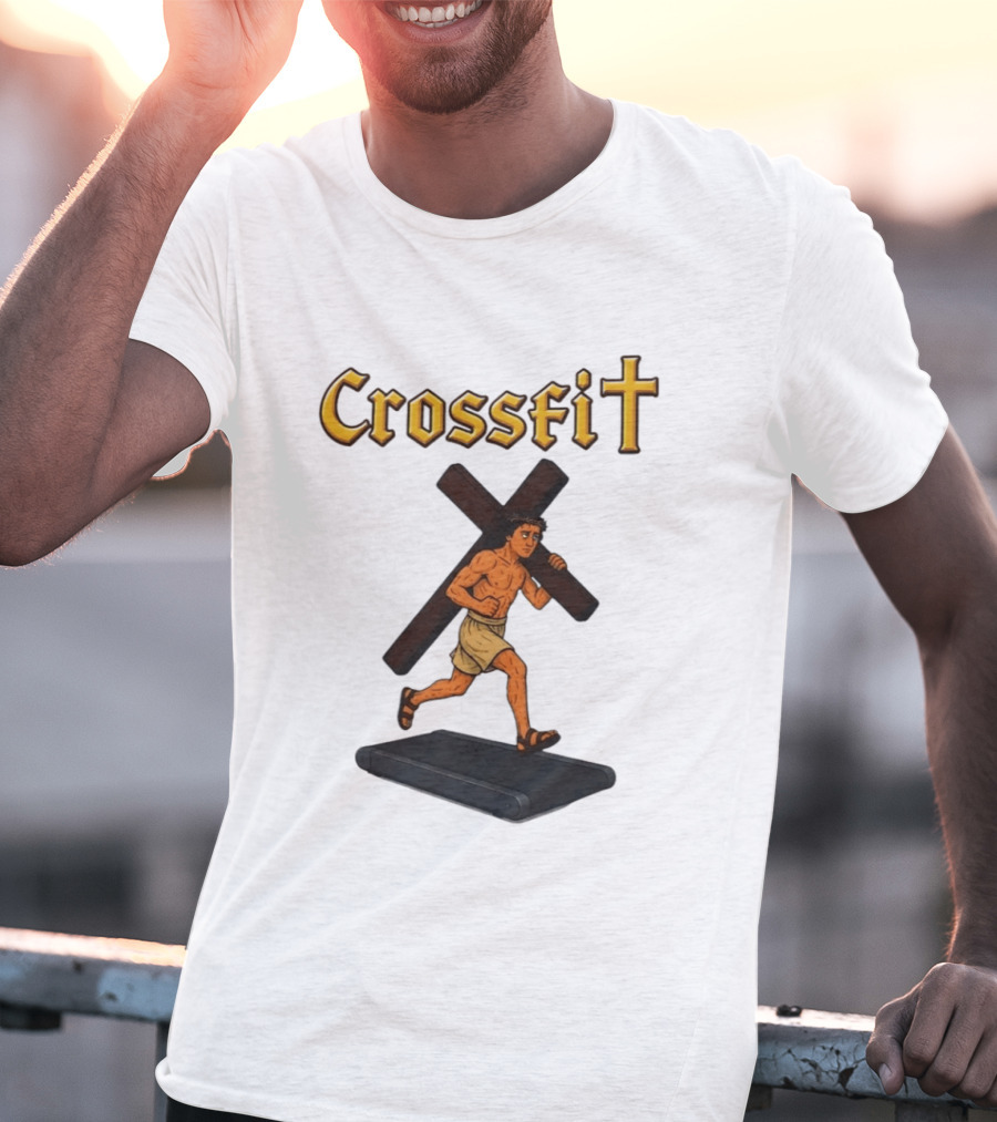 CrossFit Jesus Treadmill Religious Workout T-Shirt