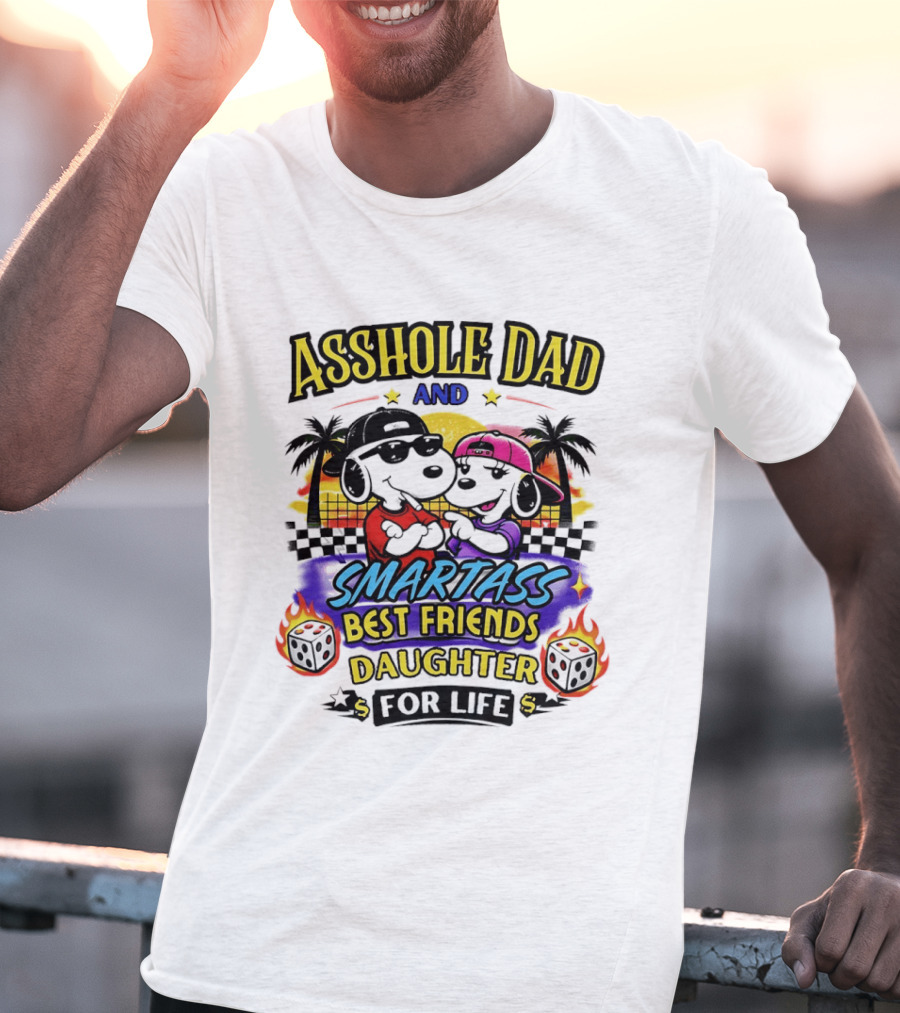 Asshole Dad And Smartass Best Friends Daughter For Life Vintage Sunset T-Shirt