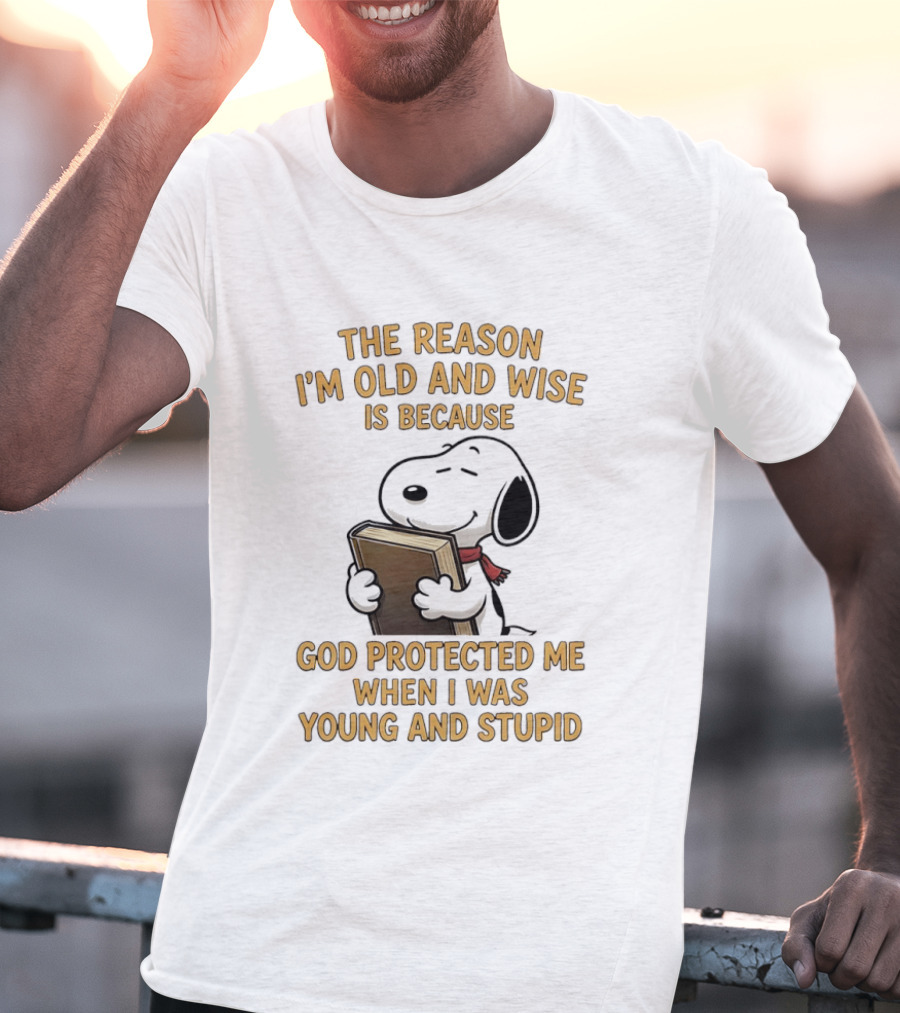 Snoopy Clutching The Bible God Protected Me When I Was Young And Stupid T-Shirt