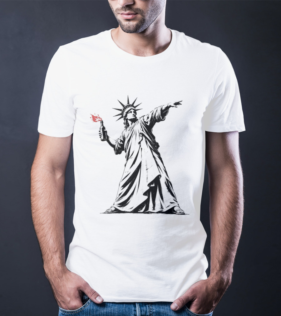 Liberty Unleashed Statue Of Liberty Molotov Cocktail Flame T-Shirt