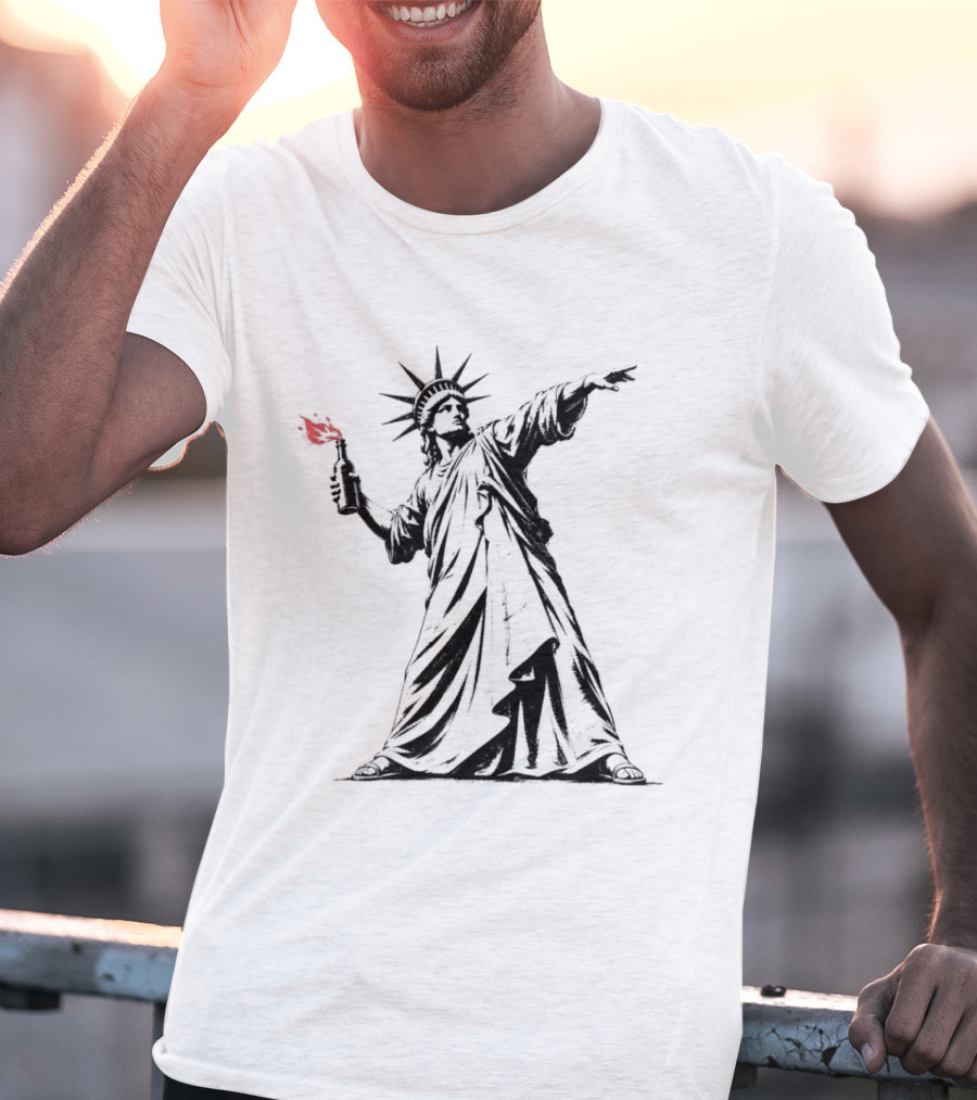 Liberty Unleashed Statue Of Liberty Molotov Cocktail Flame T-Shirt