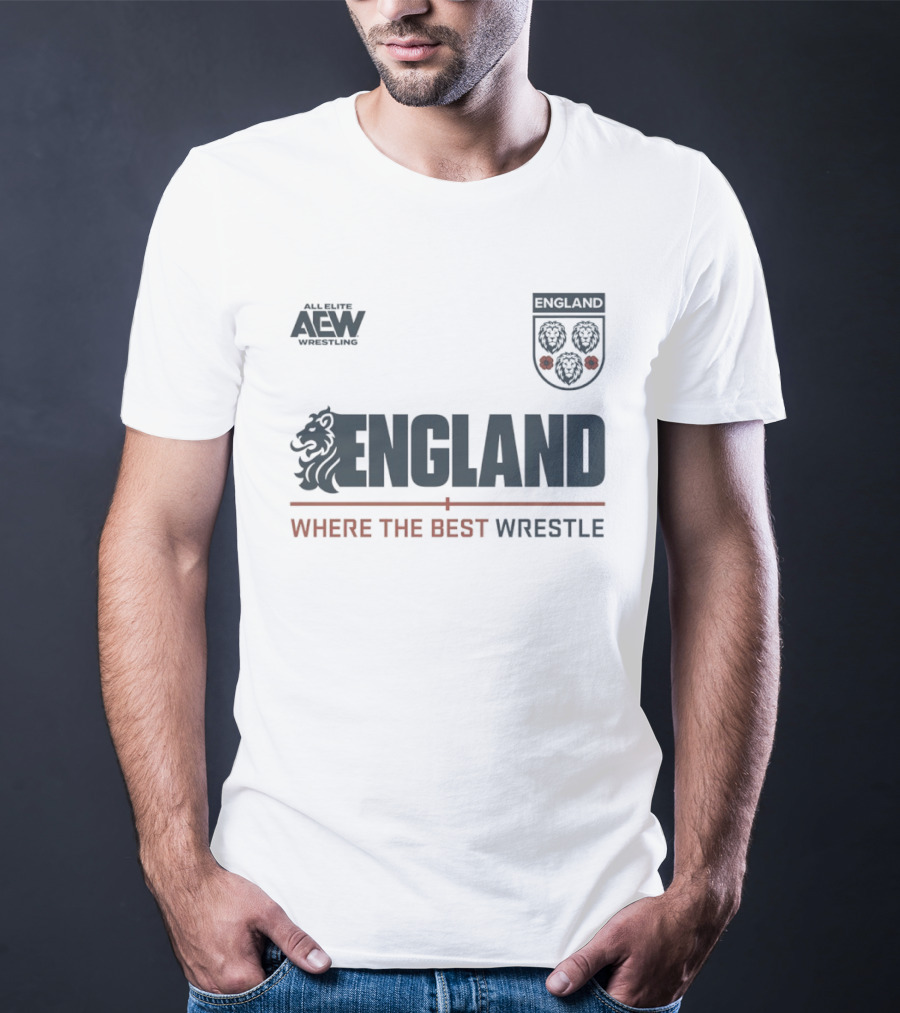 All Elite AEW Wrestling England Where The Best Wrestle Lion Crest T-Shirt