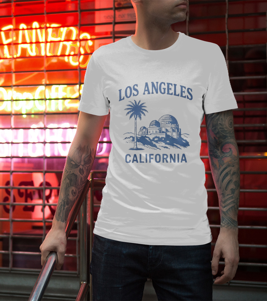 Los Angeles California Palm Tree Observatory Travel City Skyline T-Shirt