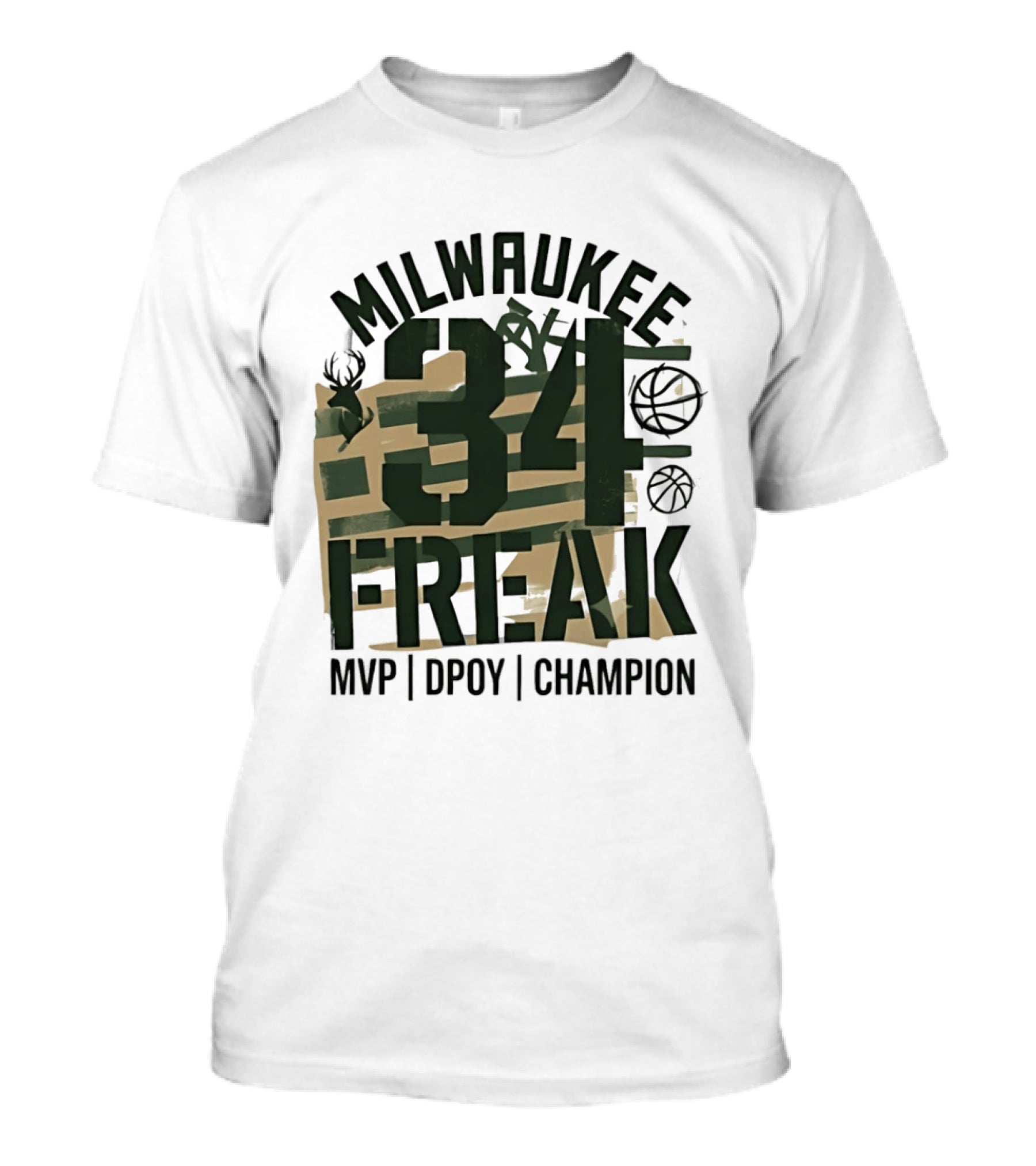 Milwaukee 34 Freak MVP DPOY Champion Giannis Antetokounmpo Basketball T-Shirt