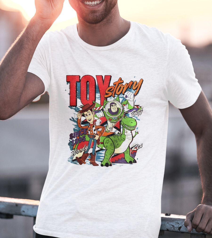 Toy Story Woody Buzz Rex Since 1995 Animated Adventure T-Shirt