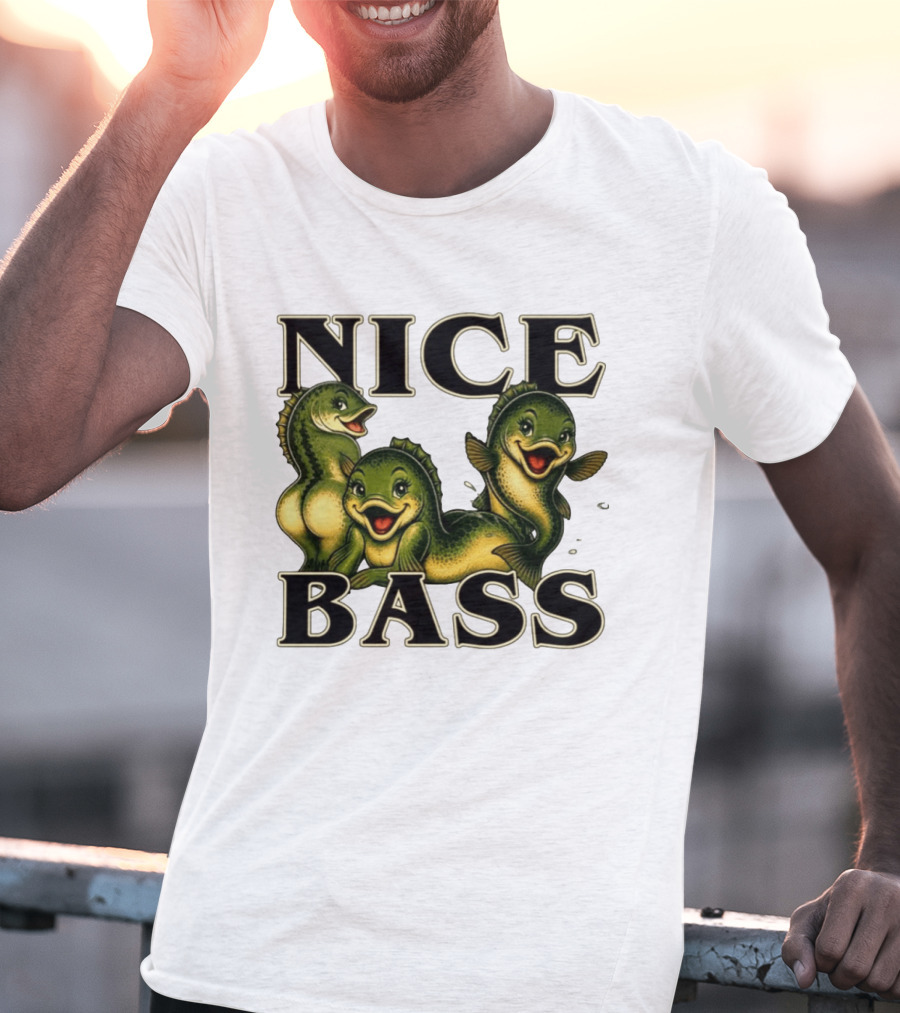 Nice Bass Fishing Pun Angler Humor Trio Fish T-Shirt
