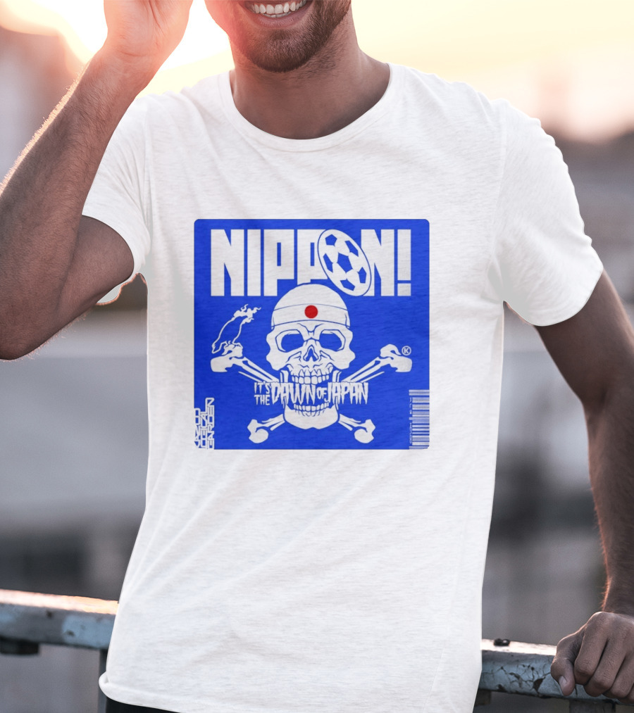 Nippon It's The Dawn Of Japan Skull Crossbones Soccer Ball T-Shirt