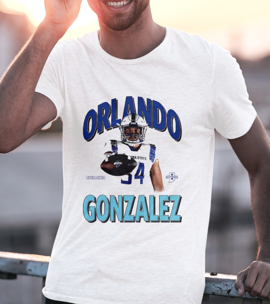 Orlando Gonzalez Indiana State Sycamores Linebacker Football Player 34 T-Shirt