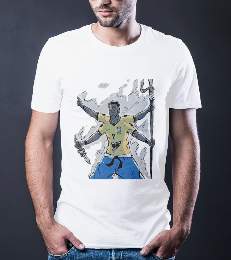 Vini Jr. Brazil Ryomen Sukuna Crossover Anime Character Fusion T-Shirt