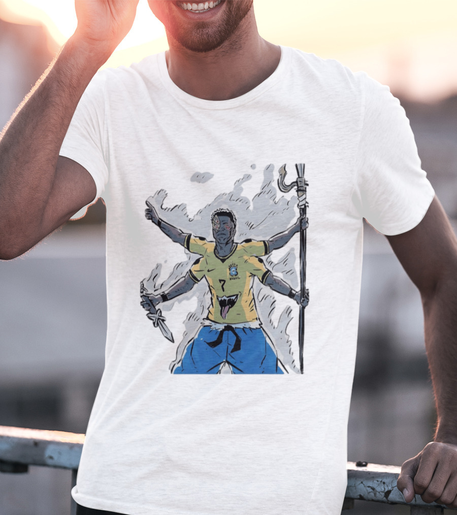 Vini Jr. Brazil Ryomen Sukuna Crossover Anime Character Fusion T-Shirt