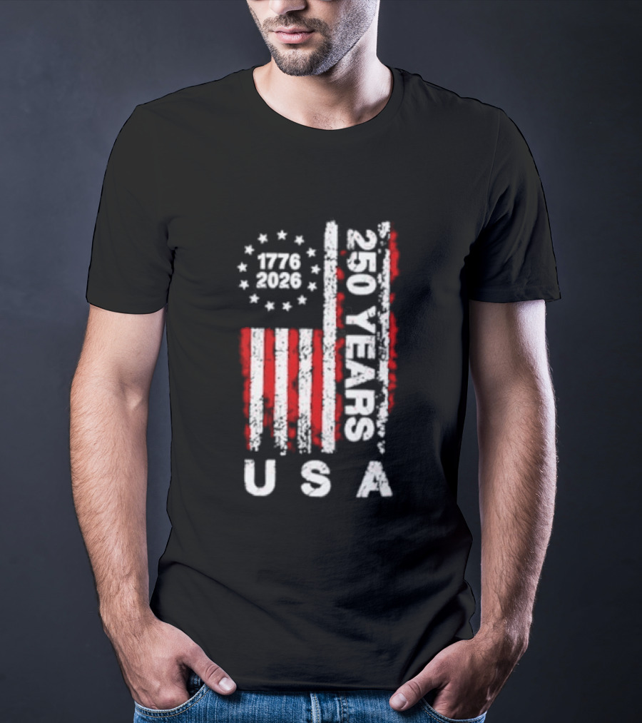 250 Years USA 1776 2026 Flag Stars Stripes Celebration T-Shirt