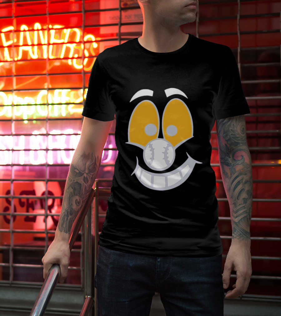 Cartoon Baseball Smile Face With Playful Eyes T-Shirt