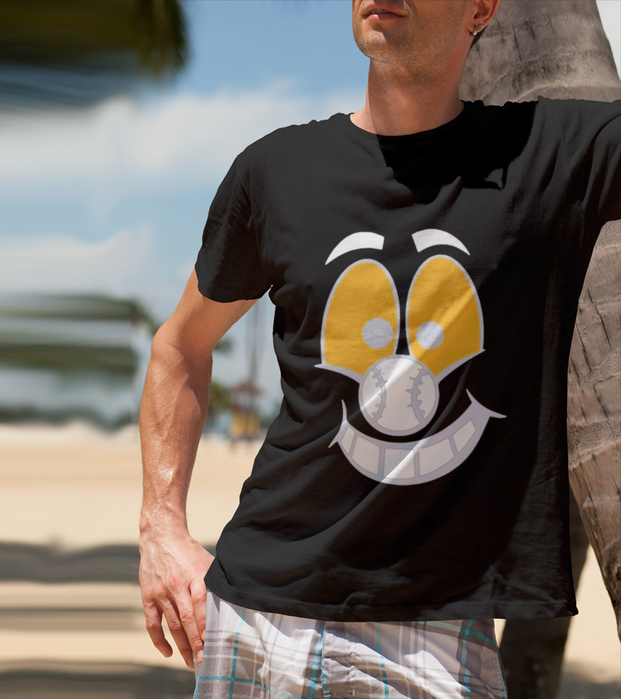 Cartoon Baseball Smile Face With Playful Eyes T-Shirt