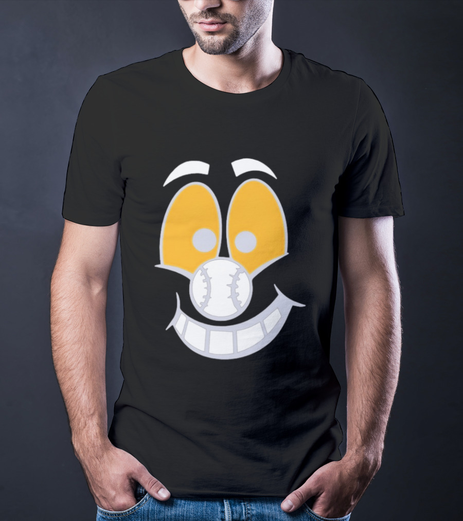 Cartoon Baseball Smile Face With Playful Eyes T-Shirt