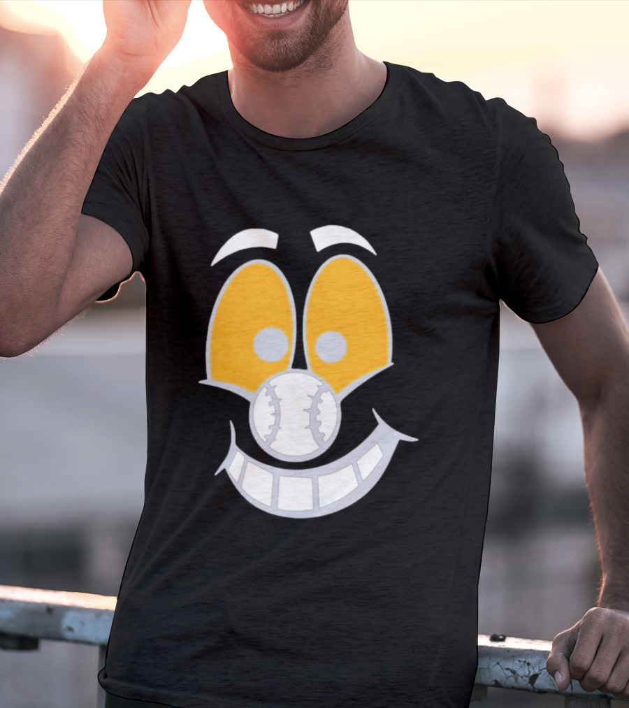 Cartoon Baseball Smile Face With Playful Eyes T-Shirt