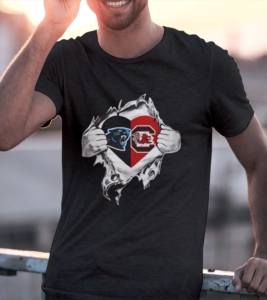 Carolina Panthers South Carolina Gamecocks Heart T-Shirt