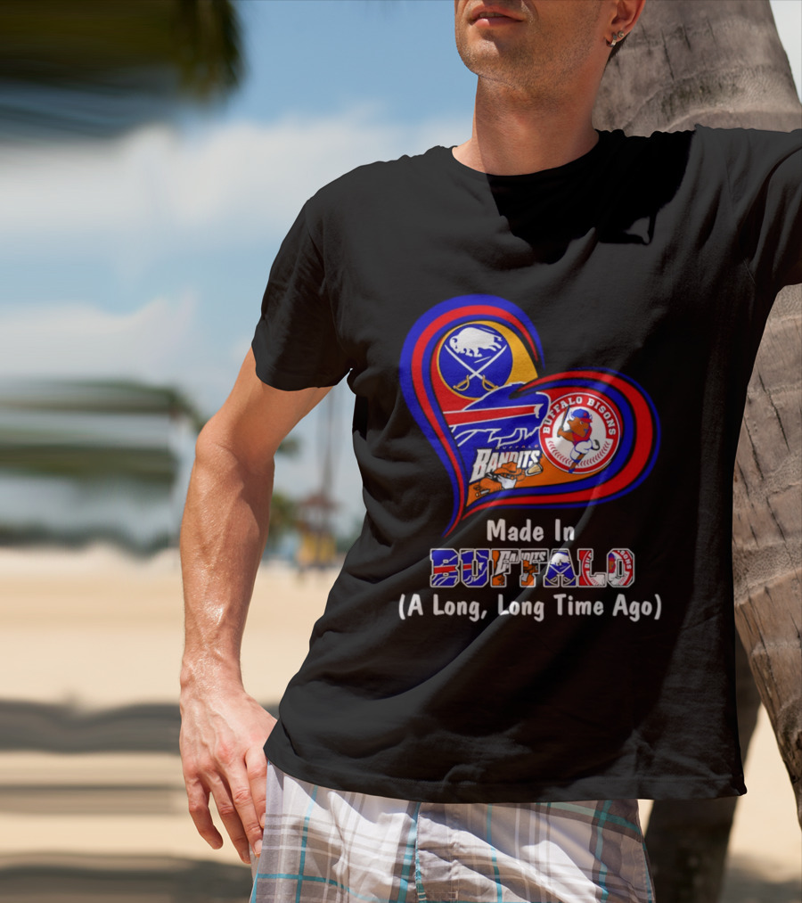 Buffalo Sabres Bills Bisons Made In Buffalo Heart T-Shirt