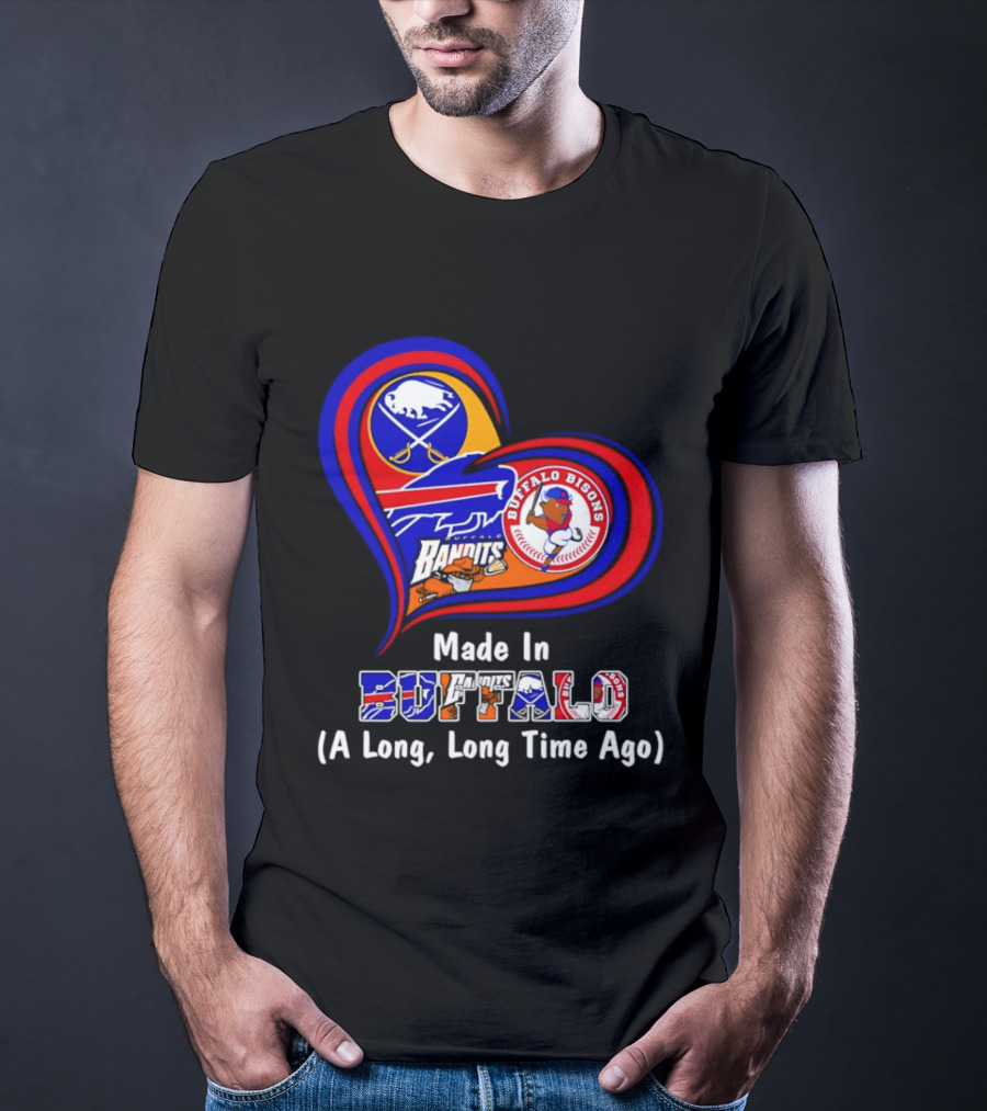 Buffalo Sabres Bills Bisons Made In Buffalo Heart T-Shirt