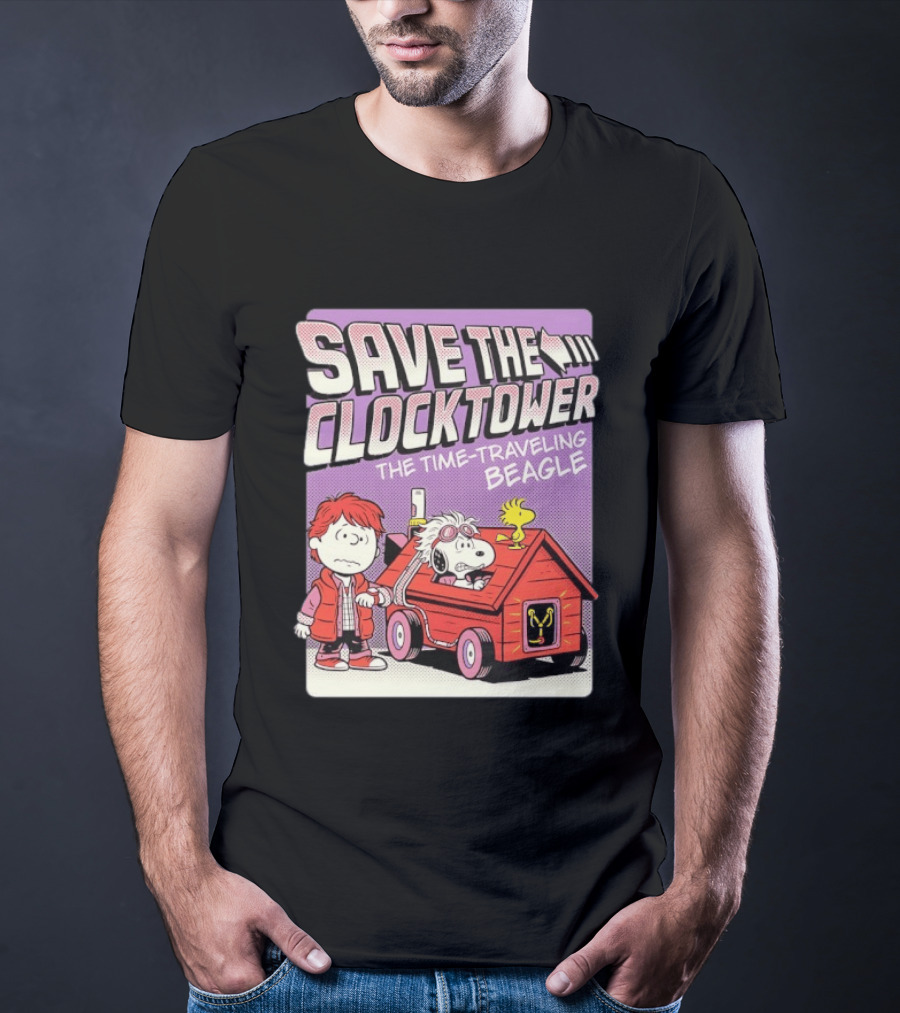 Save The Tower The Time Traveling Beagle Retro Adventure T-Shirt